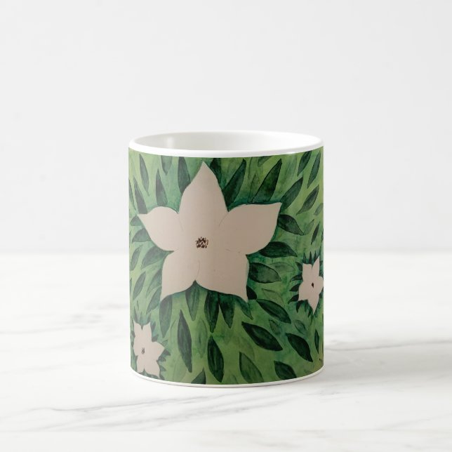 Weiße Blumen Kaffeetasse (Mittel)