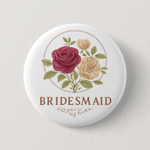 Weiße Blumen-Knöpfe - Brautjungfer Button