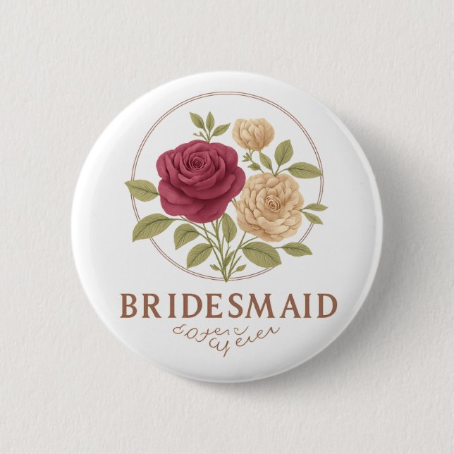 Weiße Blumen-Knöpfe - Brautjungfer Button (Vorderseite)