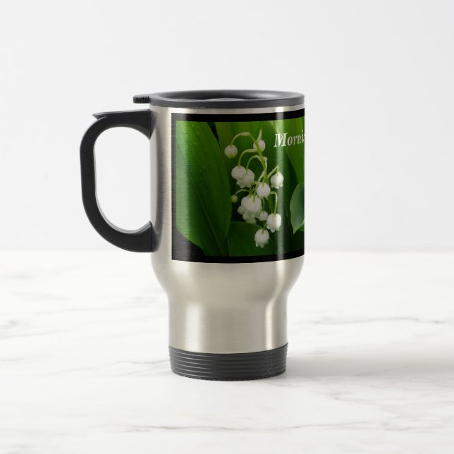 Weiße Blumen-Lilie der Tal-Reise-Tasse Reisebecher (Links)
