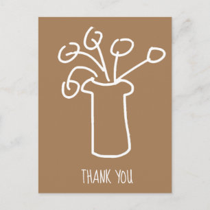 Weiße Blumen moderne einfache Umrisskunst Postkarte