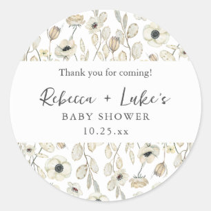 Weiße Blumen-Paar-Baby- Shower-Dankeschön-Geschenk Runder Aufkleber