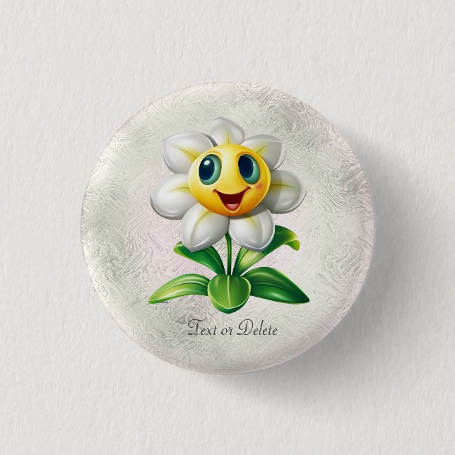 Weiße Blumen-Schaltfläche Button (Vorderseite)