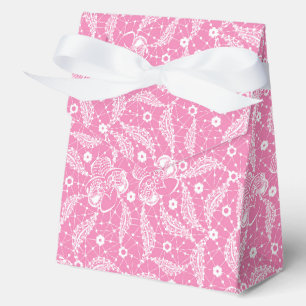Weiße Blumen-Spitze auf rosa Hintergrund Geschenkschachtel