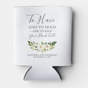 Weiße Blumen-u. Grün-Hochzeit kann Dosenkühler