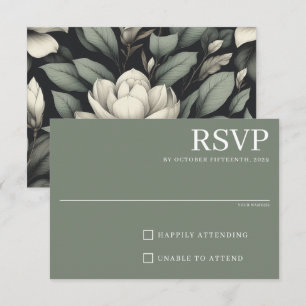 Weiße Blumen und Grün RSVP Karte