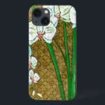 Weiße Blumen und grüne Stämme auf Brown-Grenze Case-Mate iPhone Hülle<br><div class="desc">Weiße Blumen hängen weg von den grünen Stämmen in diesem Stück durch Chariklia Zarris. Das Set gegen einen tan Hintergrund und durch eine braune Grenze umgeben dieses ist eine einfache aber elegante Malerei. Fügen Sie es Ihrem Zuhause hinzu und genießen Sie die Schönheit!</div>