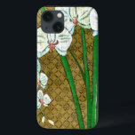 Weiße Blumen und grüne Stämme auf Brown-Grenze Case-Mate iPhone Hülle<br><div class="desc">Weiße Blumen hängen weg von den grünen Stämmen in diesem Stück durch Chariklia Zarris. Das Set gegen einen tan Hintergrund und durch eine braune Grenze umgeben dieses ist eine einfache aber elegante Malerei. Fügen Sie es Ihrem Zuhause hinzu und genießen Sie die Schönheit!</div>