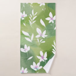 Weiße Blumenfelder | Elegante Frühlingsblumen Badehandtuch