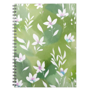 Weiße Blumenfelder Elegante Frühlingsblumen Notizblock
