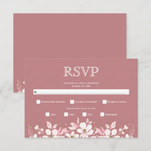 Weiße Blumengarten und Juwelen staubige Rose Hochz RSVP Karte