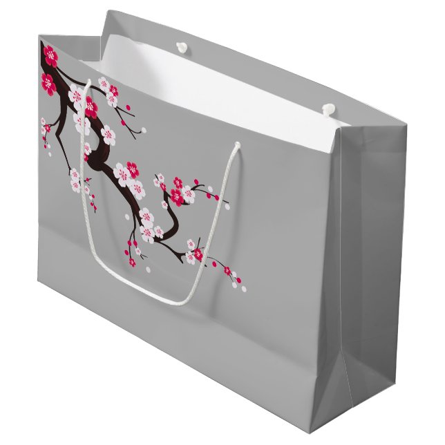 Weiße Blumengeschenktasche des eleganten Große Geschenktüte (Vorderseite Schrägansicht)