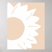 Weiße Blumengestaltung auf beiger abstrakter Wandk