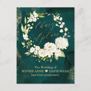 Weiße Blumengoldveränderung von Plänen Hochzeit Postkarte