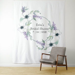 Weiße Blumengrün-Brautdusche-Hintergrunddekoration Wandteppich