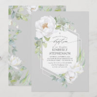 Weiße Blumengrün Elegante Taufe