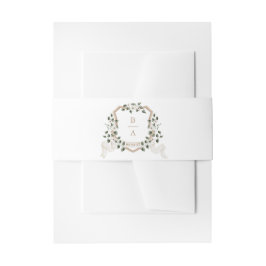 Weiße Blumengrün Ivy Branch Wappen Hochzeit Einladungsbanderole