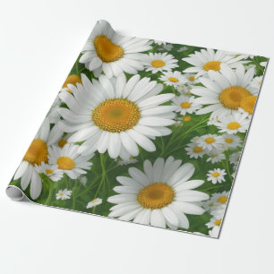 Weiße Blumengrün mit süßem, dunklem Muster Geschenkpapier