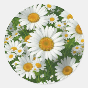 Weiße Blumengrün mit süßem, dunklem Muster Runder Aufkleber