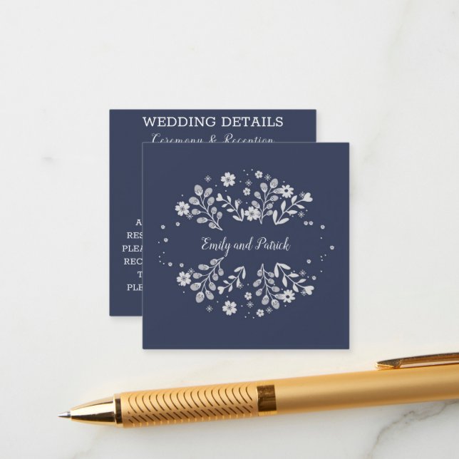 Weiße Blumenhochzeit Begleitkarte (Vorderseite/Rückseite Beispiel)