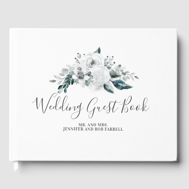 Weiße Blumenhochzeit Gästebuch (Vorderseite)