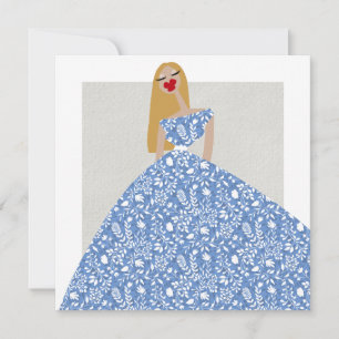 Weiße Blumenkleid Glamour Mode Illustrationskarte Einladung