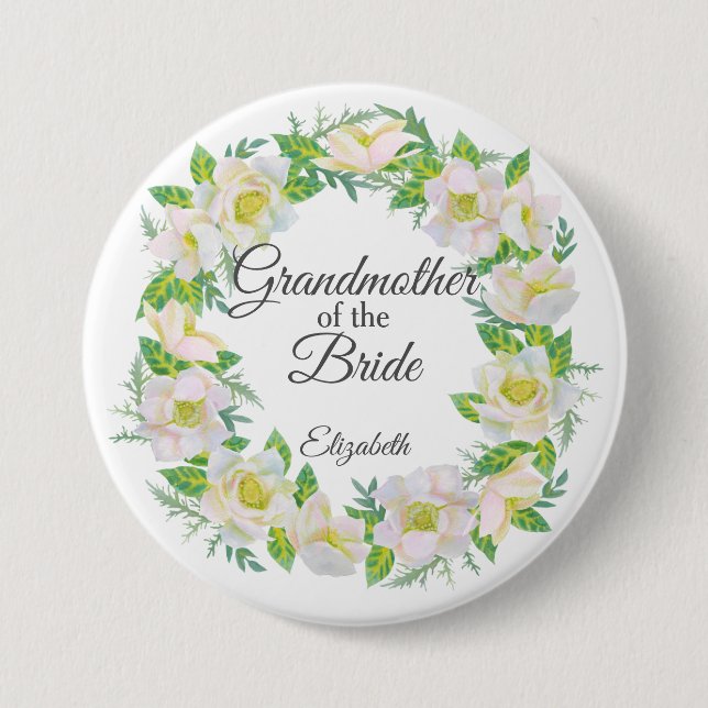 Weiße Blumenkraut Großmutter der Braut Button (Vorderseite)