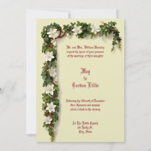 Weiße Blumenranken-Rand-Hochzeit Einladung