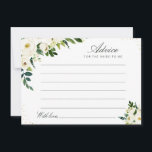 Weiße Blumenratte für Elfenbein Hinweiskarte<br><div class="desc">Ein schlichtes Blumendesign mit wunderschönen Blume aus Grün und Elfenbein. Sie können die Farben und Textdetails ändern.</div>