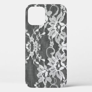 Weiße Blumenspitze: schwarzer Hintergrund. Case-Mate iPhone Hülle