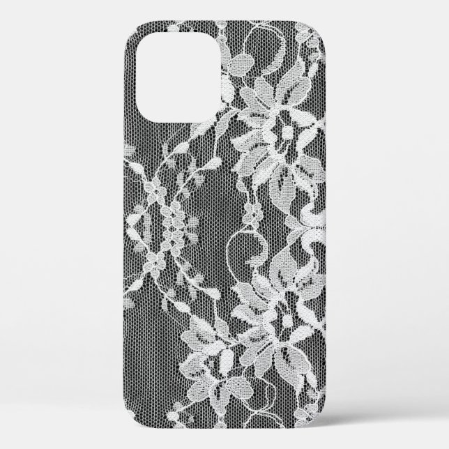 Weiße Blumenspitze: schwarzer Hintergrund. Case-Mate iPhone Hülle (Rückseite)