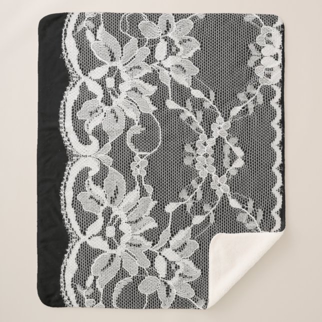 Weiße Blumenspitze: schwarzer Hintergrund. Sherpadecke (Vorderseite)