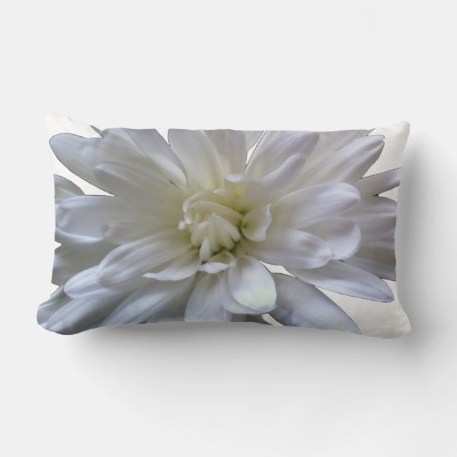 Weiße, blumenweiße, matte weiße Blume Lendenkissen (Vorderseite)