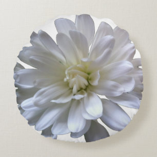 Weiße, blumenweiße, matte weiße Blume Rundes Kissen