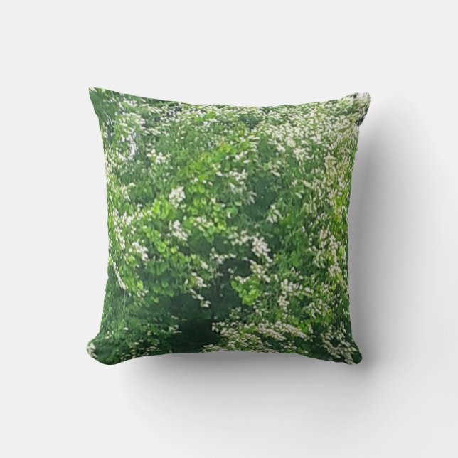 Weiße Blumenwirbel Kissen (Vorderseite)