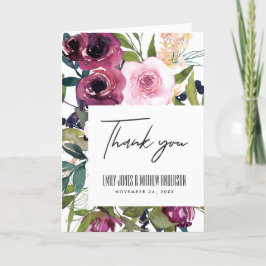 WEISSE BLUSH BURGUNDY GREEN FLORAL BUNCH WEDING DANKESKARTE