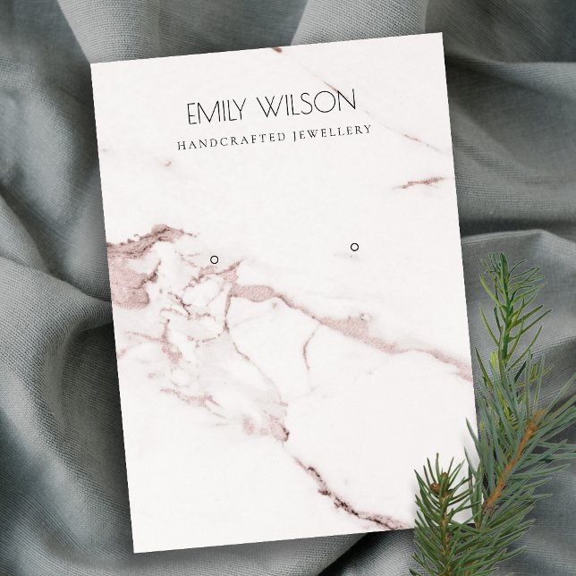 WEISSE BLUSH PINK MARBLE TEXTURE EARRING DISPLAY VISITENKARTE (Von Creator hochgeladen)