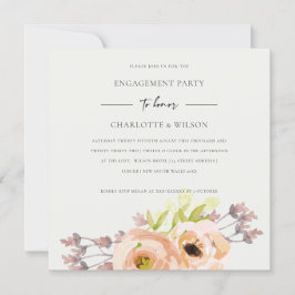 WEISSE, BLUSH PINK PEACH FLORAL VERLOBUNG EINLADUNG