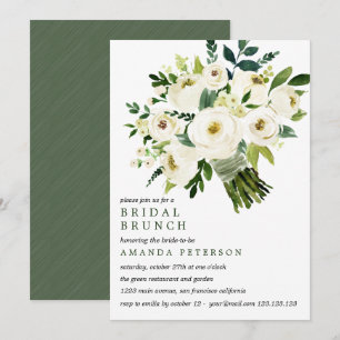 Weiße Blüte Bride Bouquet Wedding Bridal Brunch Einladung