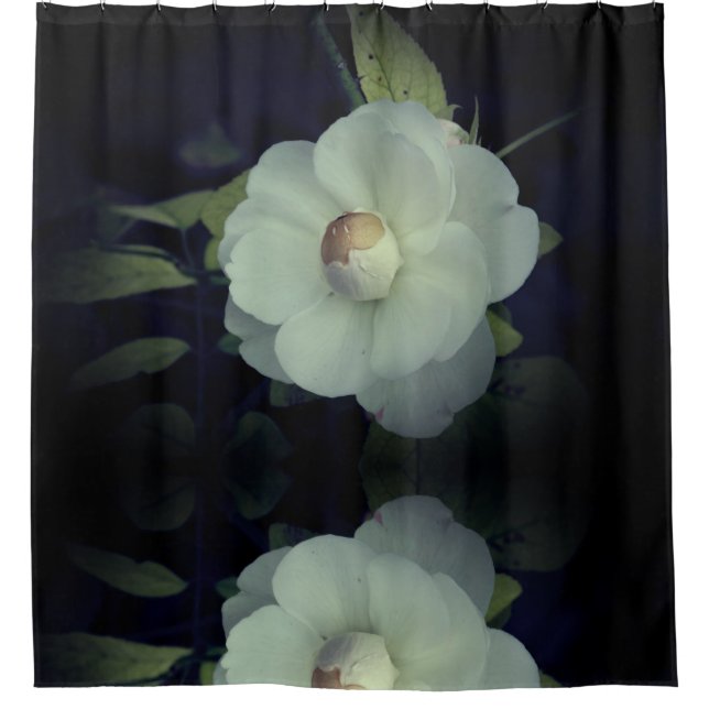 Weiße Blüte Duschvorhang (Vorderseite)