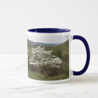 Weiße Blüten auf Skyline-Antrieb Tasse