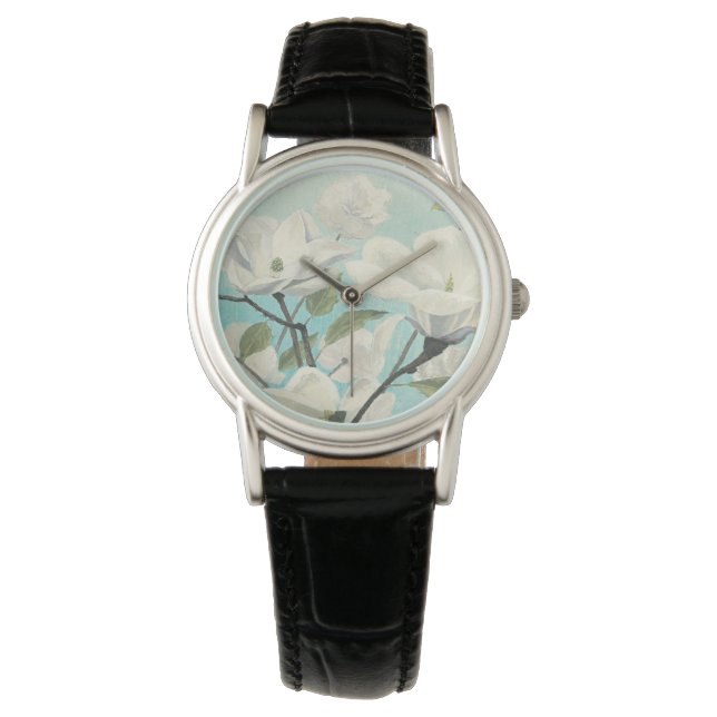 Weiße Blüten aus dem Süden Armbanduhr (Vorderseite)