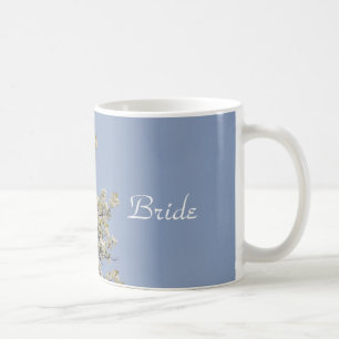 Weiße Blüten "Bride" Text kann geändert werden Kaffeetasse