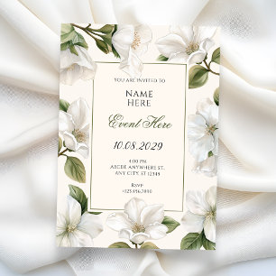 Weiße Blüten elegant Einladung
