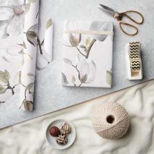 Weiße Blüten Geschenkpapier