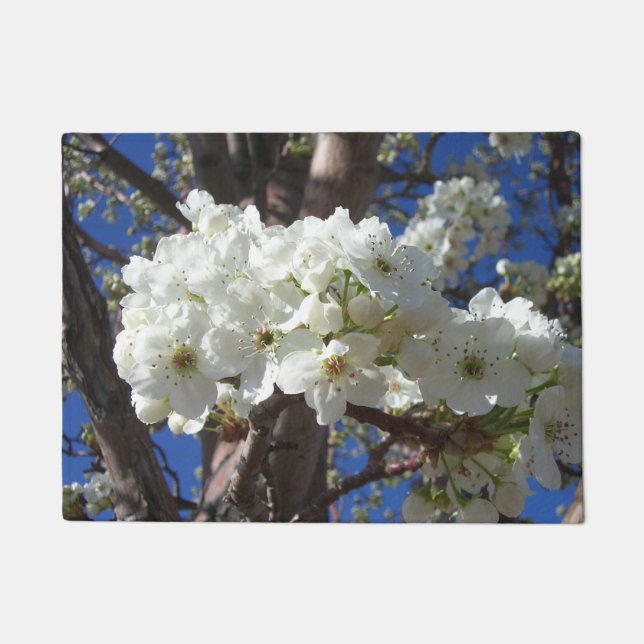 Weiße Blüten II Frühlingsblüte Baum Fußmatte (Vorderseite)