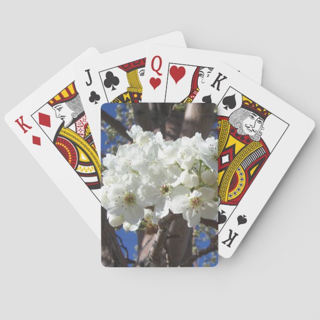 Weiße Blüten II Frühlingsblüte Baum Spielkarten (Rückseite)