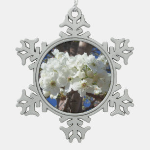 Weiße Blüten II Frühlingsblütenbaum Schneeflocken Zinn-Ornament