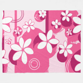 Weiße Blüten mit rosa Umrandung Fleecedecke