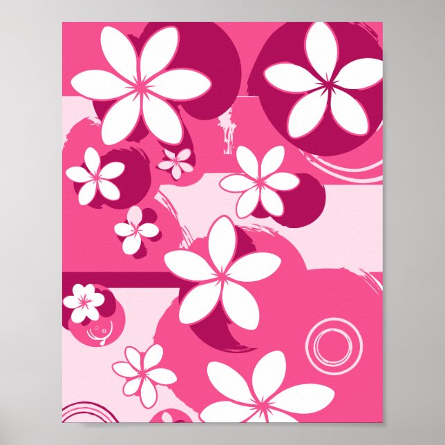 Weiße Blüten mit rosa Umrandung Poster (Vorne)
